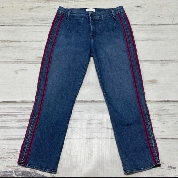 Parker Smith Women's Stella Crop Tuxedo Side-Stripe Side Slit Jeans Size 26 C21 - Picture 4 of 11
